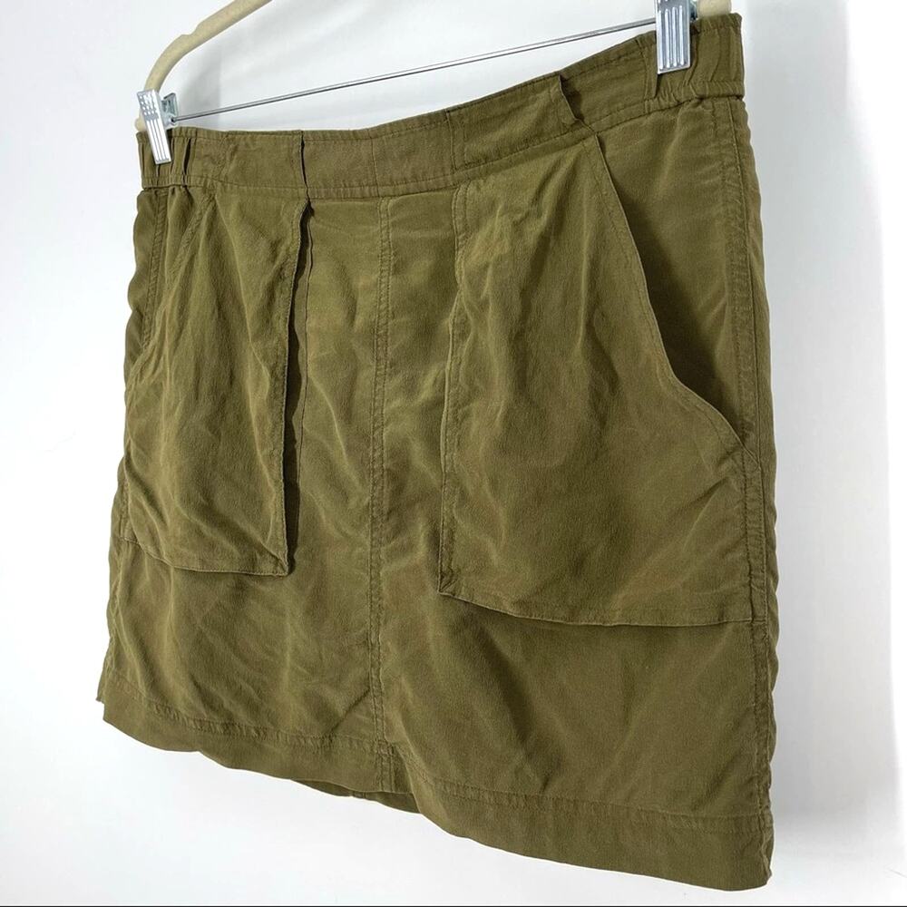 Madewell Lookout Skirt Womens Medium Green Silk Cargo Pockets Lined Earthy Olive - Picture 8 of 10